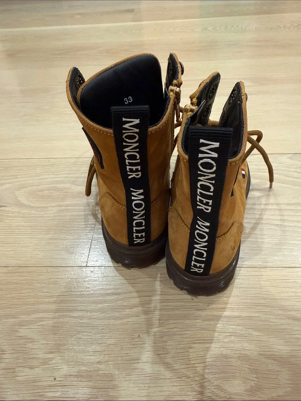 Moncler Kids Chestnut Brown Suede Lace-Up Lug Boots